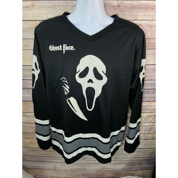 Ghost Face Hockey Jersey Size Medium Black White 96 Scream Movie Horror Icon - Picture 1 of 10